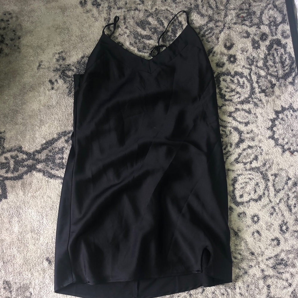 black satin cocktail dress